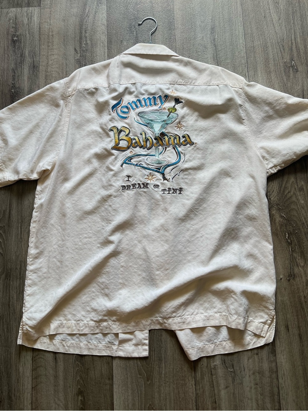 Tommy Bahama I Dream of Tini Embroidered Silk Camp Shirt White Cream XL